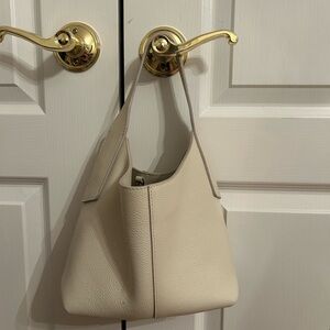 Banana Republic Pebble Leather Mini Hobo Bag in Cream
